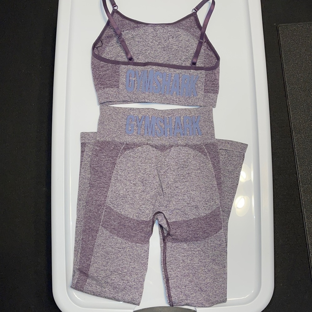 Gymshark Flex, Purple, worn once. Medium sport bra and small bottom.